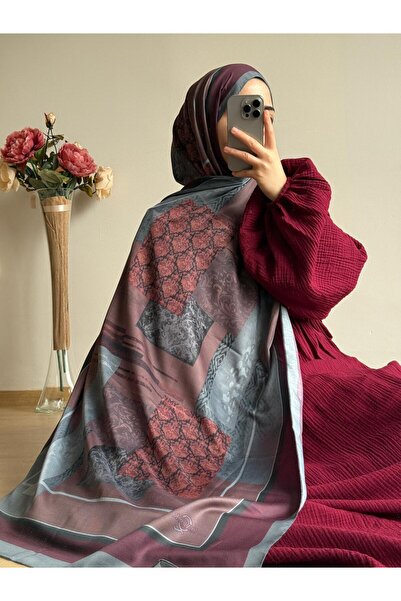 Qalortex Scarf Etro Pattern Shawl-Burgundy
