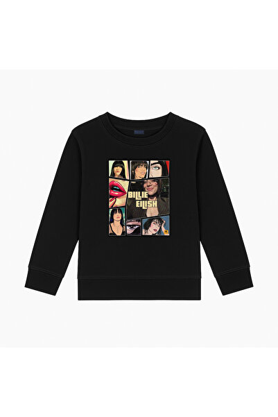 BLITZIST سويت شيرت بيلي إيليش بتصميم فني مطبوع بدون خياطة وثلاثة خيوط وياقة د...