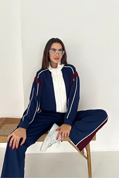 Noi Belis High Collar Zippered Knitted Top and Bottom Tracksuit Set Aw25Au0050