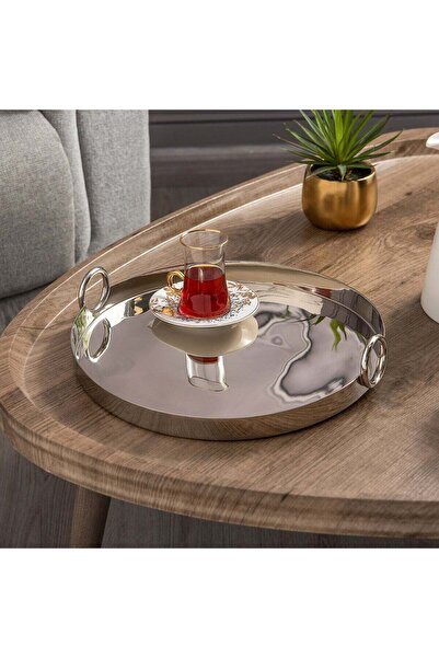 Generic Dallaty Round Serving Tray Plain Nickel