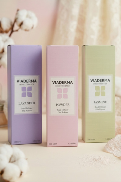 Viaderma 3'lü Karma Oda Kokusu Seti - Lavanta, Pudra, Yasemin - Bambu Çubuklu...