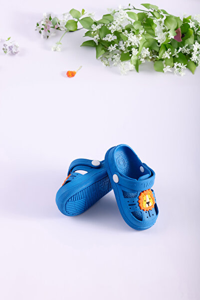 ermin Blue Children's Sandals with Animal Figures and Non-Slip Soles