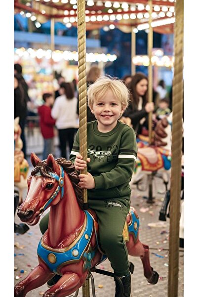 Sinem Çeyiz Clup Polo 2258 Green 3 Threaded Ribbed Cuffed Tracksuit Set