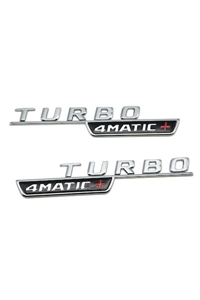 MERCEDES Set de 2 embleme Turbo 4Matic + pentru Mercedes, cromate