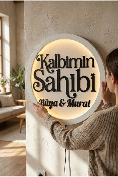 Woodnity Kişiye Özel İsimli Işıklı Duvar Tablosu – Sevgiliye Doğum Günü Hediy...