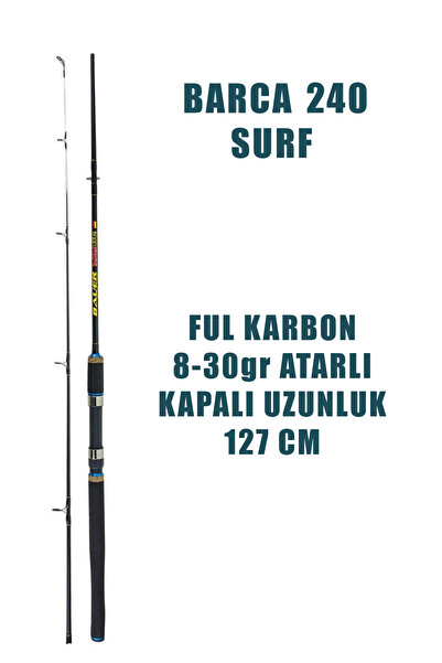 summitsport 2 Adet Barca 240cm Spin Olta Kamışı 8-30gr Atarlı Karbonfiber Olta Kamışı