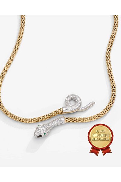 MEKS JEWELS Mikron Altın Kaplama 925 Ayar Gümüş İtalyan Argento Milano Yılan ...
