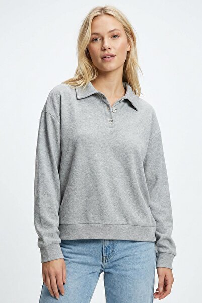 Rays 3082A Shirt Collar Sweater Gray