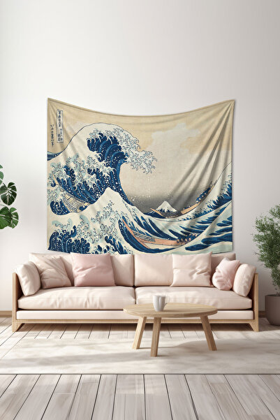 Moud's Канагава вълнообразен мотив стенно покритие стенен килим гоблен суед т...