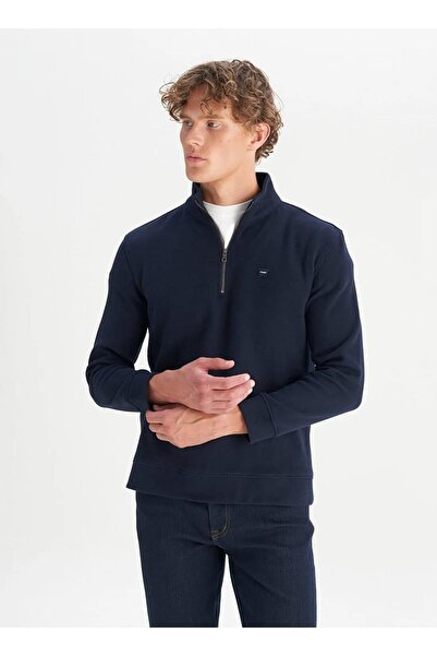 WRANGLER Pamuklu Regular Fit Dik Yaka Fermuarlı Selanik Örgü Sweatshirt
