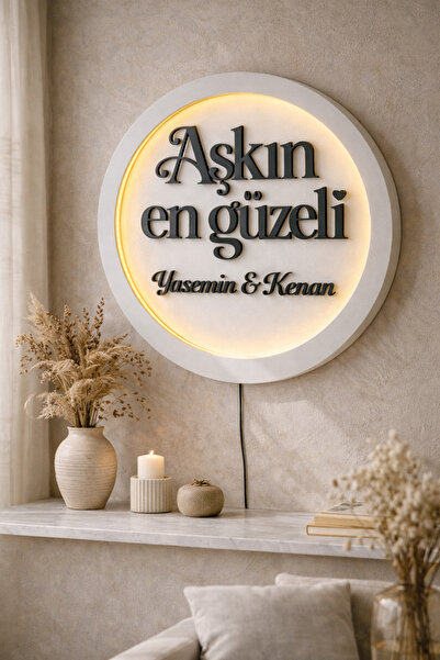 Woodnity Kişiye Özel İsimli Işıklı Duvar Tablosu – Sevgiliye Doğum Günü Hediy...