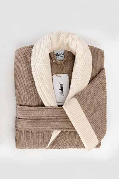 Ellaline Striped Bathrobe 100% Certified Cotton, 1 Piece Contrast Shawl Colla...