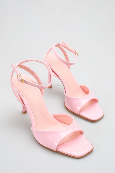 TOPUK Maddy Pink Patent Leather Ankle Strap High Heel Shoes