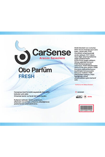 CarSense Oto Parfüm Fresh - Sprey Araç Kokusu 200 ml