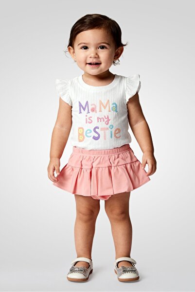 Baby Starters BWA By Toddlers Girl 3 Piece Graphic Print Top And Shorts, Mult...