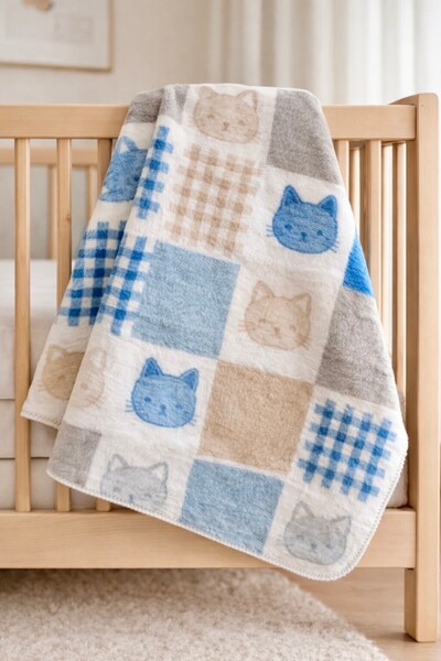 Cloudy Çoban Dikişli Polar Kalın Kışlık Pamuklu Battaniye 120x95 cm