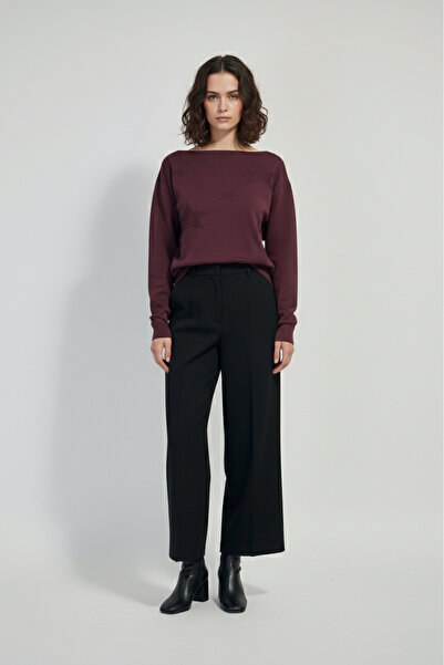 LAbute Kayık Yaka Yıldızlar Baskılı Merserize Triko