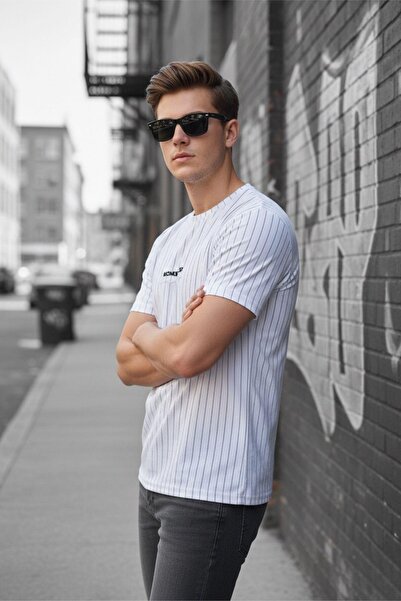 Oksit Moments of Printed Thin Striped Premium Jacquard Slim Fit Lycra Men's T...