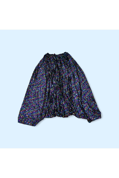 EM&MA DESİNG Shimmering Sequined Elastic Waist Shalwar – One Size Comfortable Fit, Length 95 cm (Fits up to 100kg Waist)