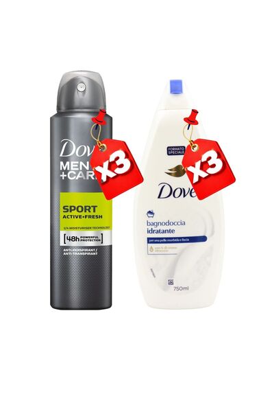 Dove 250ML MEN SPORT ACTIVE FRESH X3 + 750ML Moisturizing GEL X3