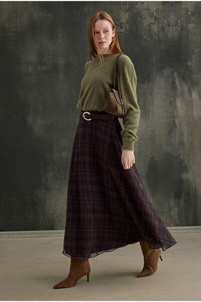 HEQA Καρό φούστα από σιφόν πολύχρωμη