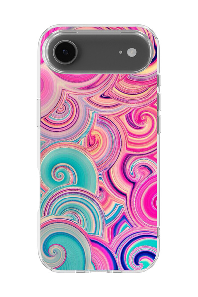 lelia غطاء هاتف شفاف مطبوع متوافق مع آيفون 17 إير |   مجموعة كولور ويف فلوكس