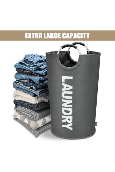 Generic 90L Large Laundry Basket, Collapsible Laundry Bag, Freestanding Cloth...