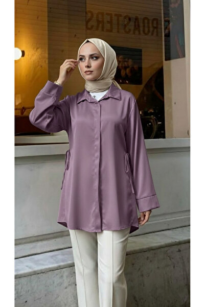 Foremia تونيك من الساتان مع أربطة جانبية - وردي باهت