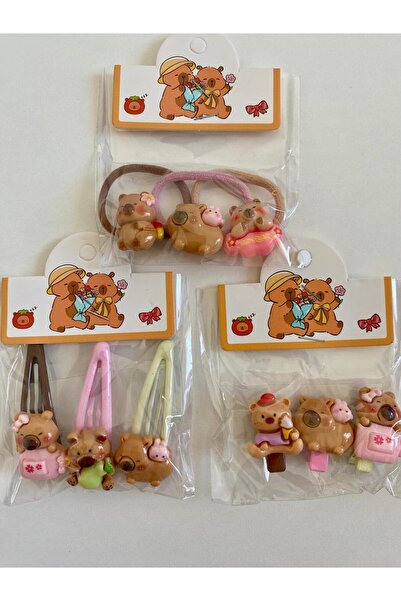 TMR KAPİBARA(Capybara) Kız&Bebek Figürlü 3'LÜ TOKA Seti