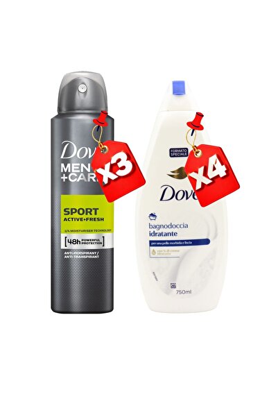 Dove 250ML MEN SPORT ACTIVE FRESH X3 + 750ML GEL HIDRATANT X4