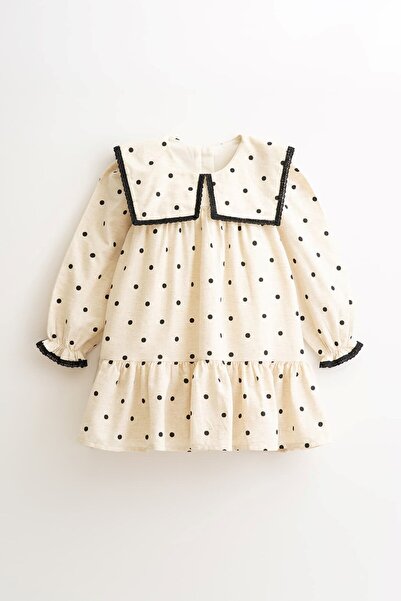 Banamio Rochie pentru fete Juliet, cu textură de in, detalii festonate și cu ...