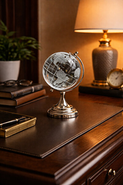 Purple Store Dünya Biblosu Kristal Küre (Krom)