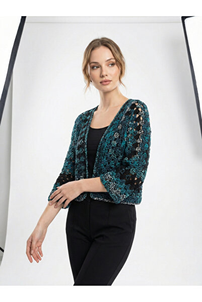 Talinhandmade El Örgüsü Crop Hırka | El Yapımı Örgü Ceket | Kısa Kesim, Bohem...