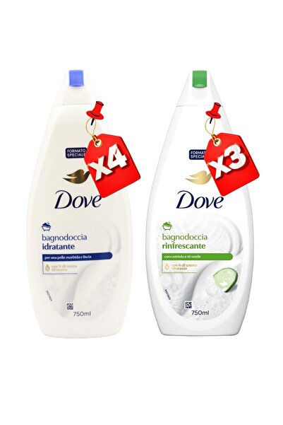 Dove GEL DE DUȘ 750ML Hidratant X4 + 750ML REVIGORANT X3