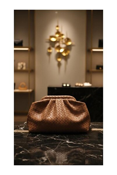 alaracanta Braided Suede Women's Hand and Shoulder Bag Small Size / Tan