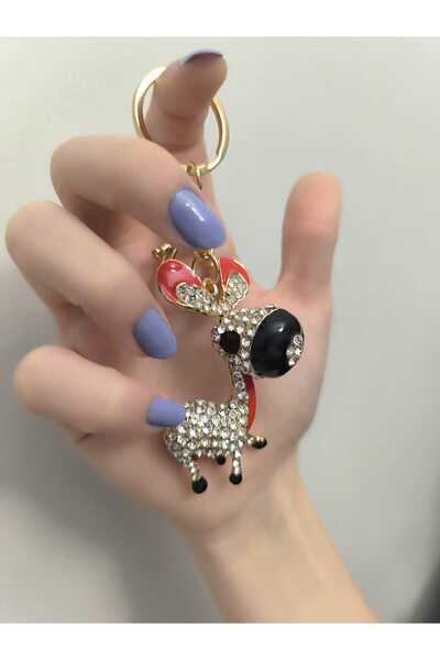 mixify سلسلة مفاتيح وحلية للحقيبة على شكل حمار وحجر أبيض وأسود - زينة أنيقة ل...