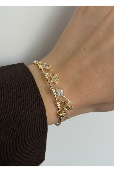 KİLİGİSTANBUL GOLD RENK ANAHTAR CHARMLI BİLEZİK