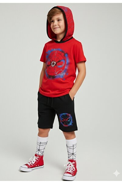 Gigas Boy's Zipper Closure Masked Hood Elastic Waist Shorts Lighted Spiderman...