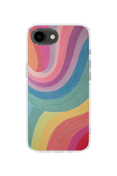 lelia غطاء هاتف شفاف مطبوع متوافق مع آيفون 16e |   مجموعة كولور ويف فلوكس