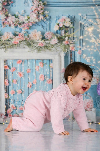 KUEZA KIDS Bebek %100 Pamuk Ajurlu Desenli Uzun Kollu Triko Örme Tulum (1-18 Ay)