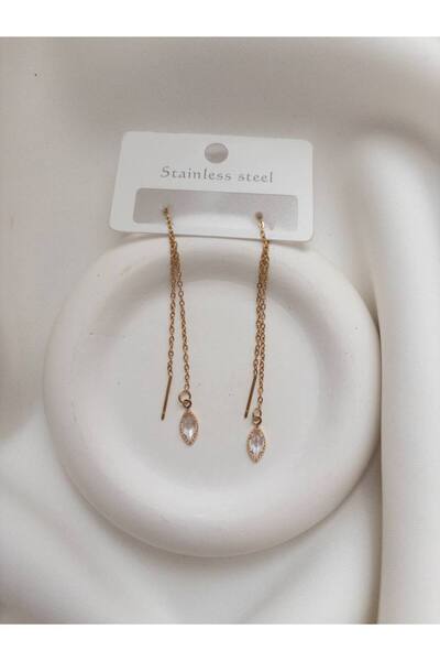 Minne Jewelry-Accessory Chain Dangle Earrings - Beaded Dangle Earrings - Steel Dangle Earrings