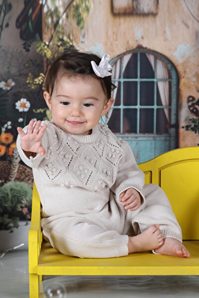 KUEZA KIDS Bebek %100 Pamuk Ajurlu Desenli Uzun Kollu Triko Örme Tulum (1-18 Ay)