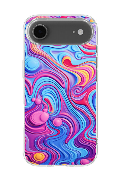 lelia غطاء هاتف شفاف مطبوع متوافق مع آيفون 17 إير |   مجموعة كولور ويف فلوكس