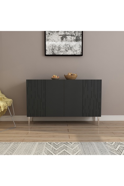 morepp Alben 120 cm konsol, tv ünitesi, çok amaçlı dolap | Antrasit-Gümüş