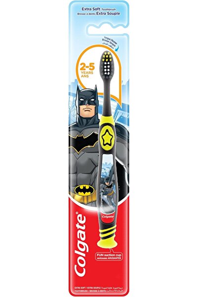 Colgate فرشاة أسنان يدوية للأطفال بتصميم باتمان، مناسبة للأطفال من عمر سنتين ...