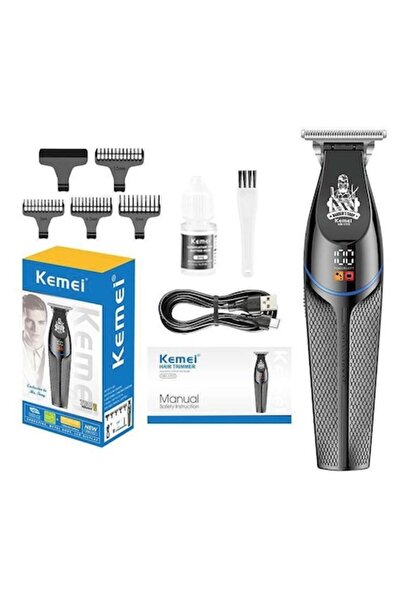 Kemei Professional Contour Trimmer with LCD Display and Battery, Cordless Tri...