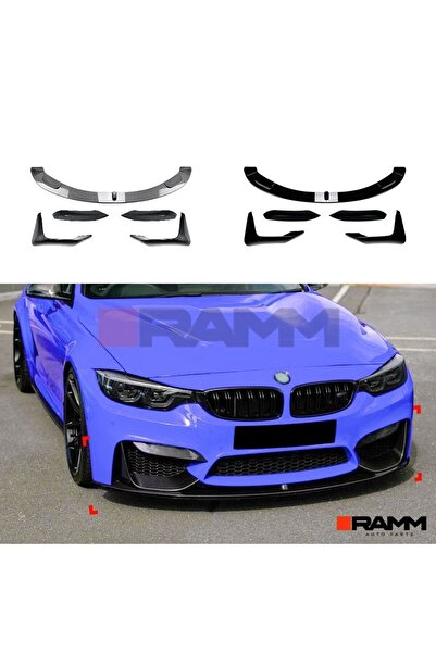 RAMM BMW M3 M4 F80 F81 F82 F83 Ön Tampon Lipi + Flap Seti Parlak Siyah