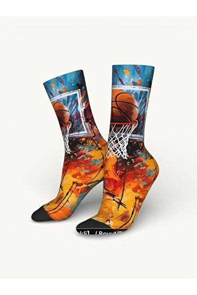 By Saadet Özkanlı Basketball-Themed Sports Socks, Yoga Socks, Mixed Colors