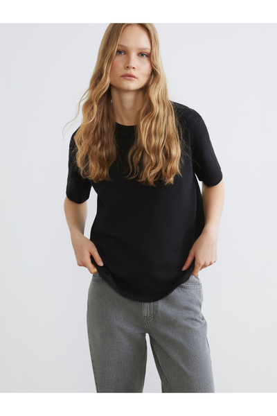 LC Waikiki طاقم الرقبة تي شيرت المرأة