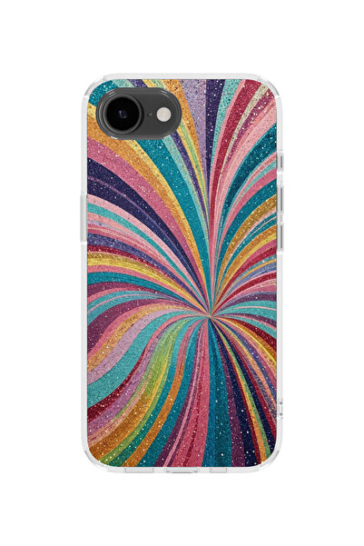 lelia غطاء هاتف شفاف مطبوع متوافق مع آيفون 16e |   مجموعة كولور ويف فلوكس